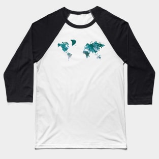 Watercolored World Map Baseball T-Shirt